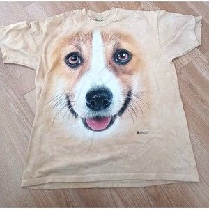 The Mountain Yellow Lab Dog Face Tie  Dye Tan T Shirt Short Sleeve 2013 XL
